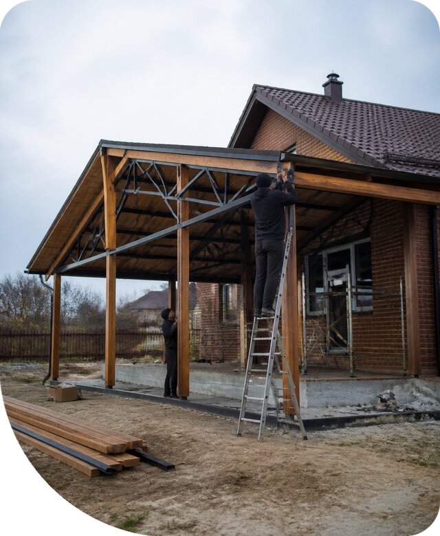 Пристройка навеса к дому и участку в Ангарске под ключ